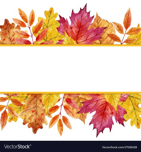 Watercolor Autumn Leaves Frame Royalty Free Vector Image