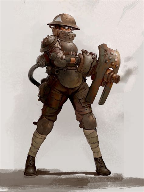 Heavy Gunner Guillaume Menuel Concept Art Characters Dieselpunk