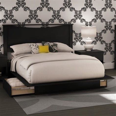 Full Queen King Size Black Wooden Platform Bed Frame 2 ... This product has been described as:
