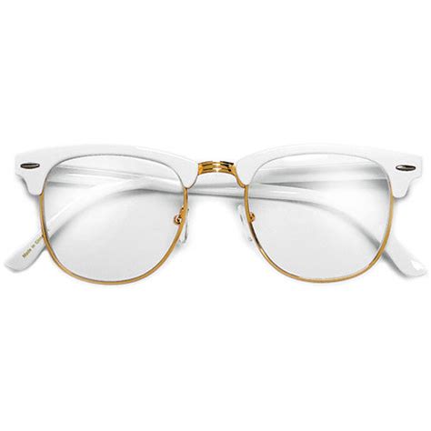 Retro Inspired Half Frame Semi Rimless White Gold Clear Lens Eyewear