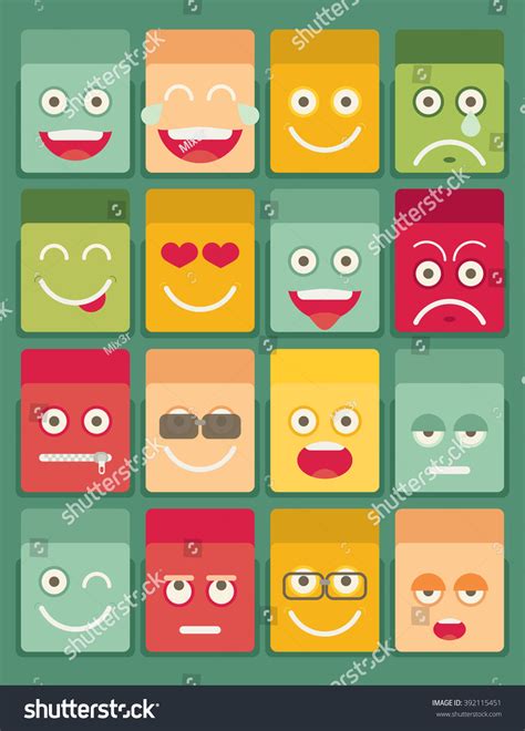 Set Emoticons Set Emoji Flat Style Stock Vector Royalty Free 392115451