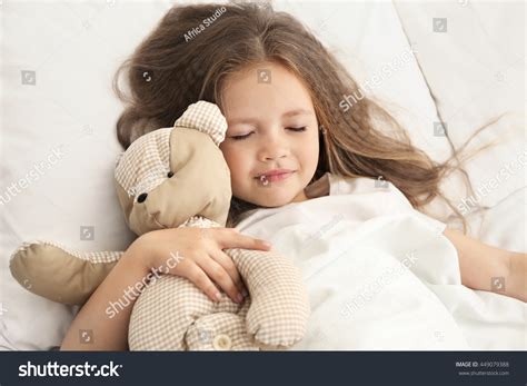 Cute Little Girl Sleeping Teddy Bear Stock Photo 449079388 Shutterstock