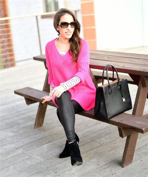 Hot Pink Black Sophisticated And Styled Hot Pink Sweater