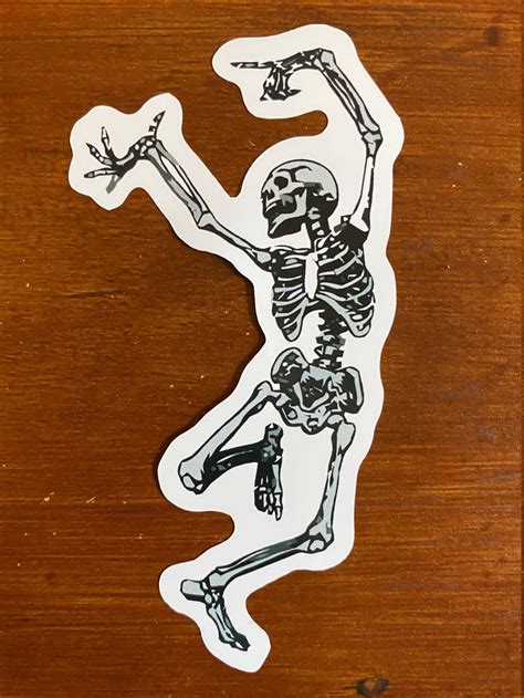 Dancing Skeleton Sticker Black And White Decal Etsy