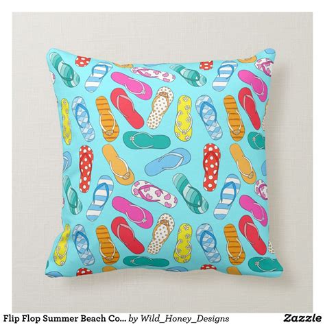 Shop the coyuchi turiya™ pillow. Flip Flop Summer Beach Coastal Throw Pillow | Zazzle.com ...