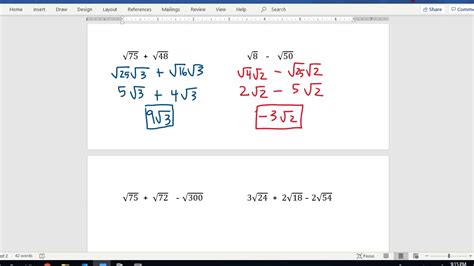 Adding And Subtracting W Square Roots Youtube