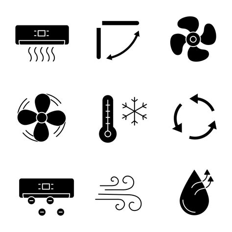 Air Conditioning Glyph Icons Set Air Conditioner Louvers Exhaust Fan