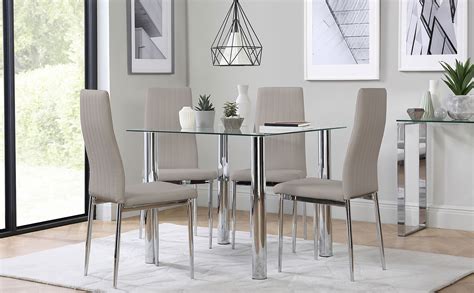 Merax farmhouse style kitchen table set, wood 5 piece dining table set, square dining room table and 4 padded chairs set (light gray) 4.4 out of 5 stars 75 $349.99 $ 349. Nova Square Glass and Chrome Dining Table with 4 Leon ...
