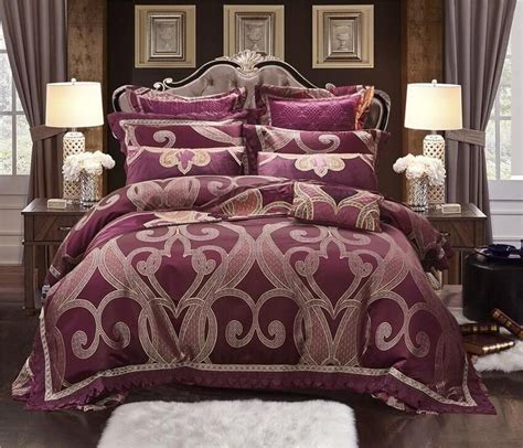 Designer Dark Purple Bedding Set In 2020 Purple Bedding Sets Silk