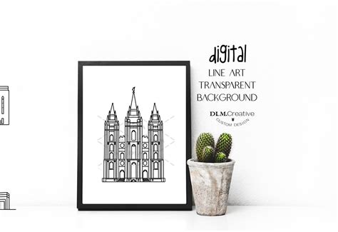 Salt Lake Temple Line Art Lds Clipart Temples Transparent Etsy
