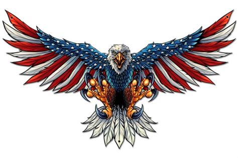 Eagle With Us Flag On Wings Spread 29 By 18 Metal