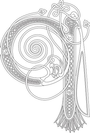Ornamental Celtic Initial Q Drawing Stock Illustration Download Image