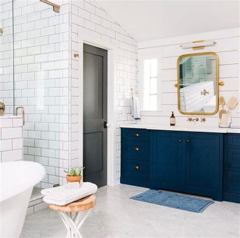 Navy Blue and Gold Create a Stunning Bathroom Design | Hunker | Stunning bathrooms, Gold ...