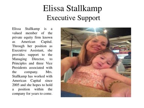 Ppt Elissa Stallkamp Executive Support Powerpoint Presentation Free