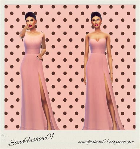 Long Dresses Slit Dress All Colors The Sims 4 Catalog