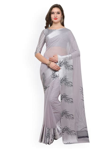 Pin By Indian Wedding On Grey Saree Georgette Sarees