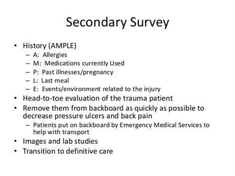 Secondary Survey