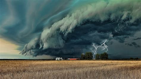 Photography Nature Landscape Supercell Lightning Farm Storm