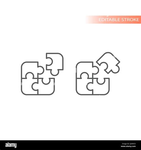 Jigsaw Puzzle Piece Line Vector Icon Business Idea And Solution