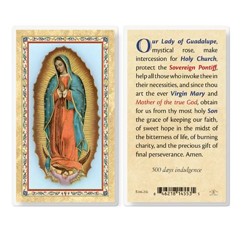 Prayer To Our Lady Of Guadalupe Gold Stamped Laminated Holy Card 25