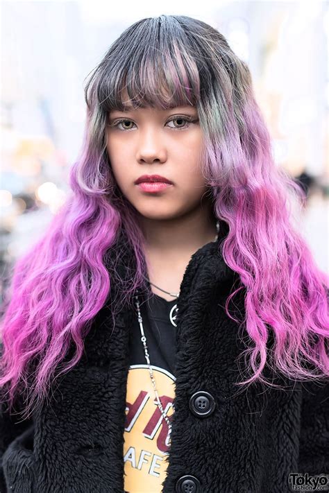Pink Dip Dye Hair Furry Jacket And Tokyo Bopper Platforms