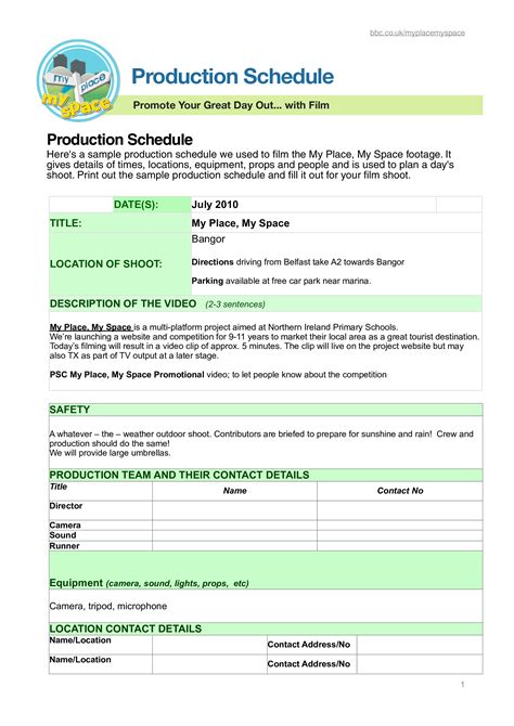 Provide electronic copy to acm headquarters. Production Schedule | Templates at allbusinesstemplates.com