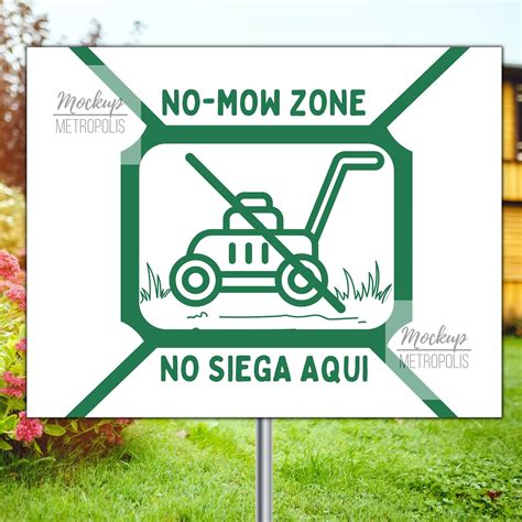 Printable No Mow Sign No Mow Zone Spanish And English Dont Mow Area