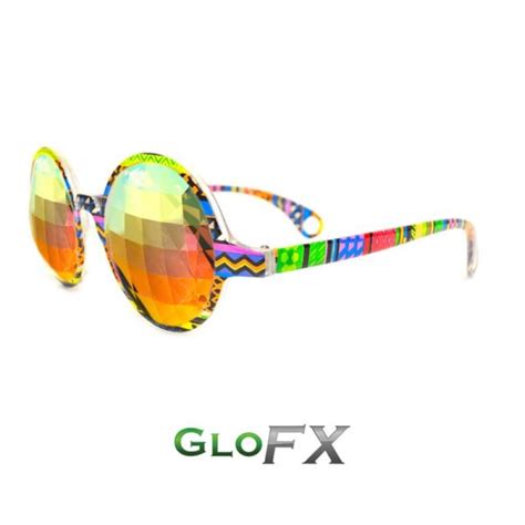 glofx tribal kaleidoscope glasses bug eye rainbow flat back outdoor fun shop