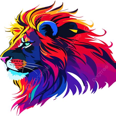 A Colorful Lion Head Illustration Vector Design Lion Head Illustration