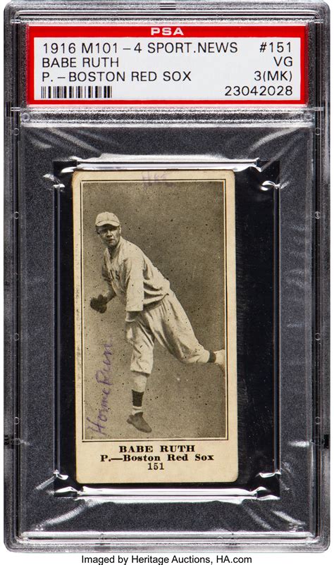 1916 m101 4 the sporting news babe ruth rookie 151 psa vg 3 mk lot 50193 heritage auctions