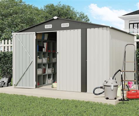 Amazon.com : Verano Garden 10x8 FT Outdoor Storage Shed, Galvanized