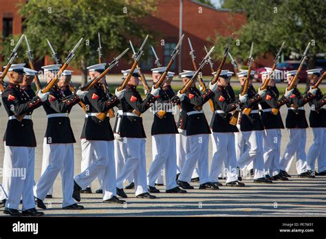 Marines Of The Silent Drill Platoon Perform A Precision Drill Movement