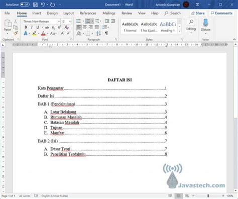 Cara Mudah Membuat Titik Daftar Isi Otomatis Di Microsoft Word Dan