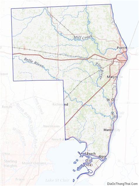 Topographic Map Of Saint Clair County Michigan Michigan