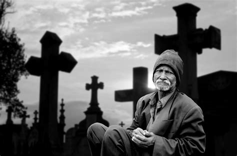 Free Stock Photo Of Lonely Man Sitting At Graveyard Bandw Download