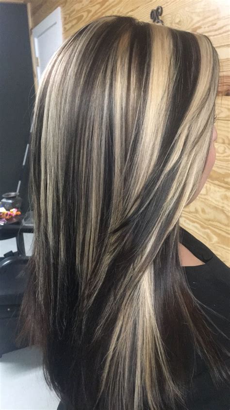Who says blonde highlights for dark brown hair have to be subtle? Dark chocolate base with blonde highlights 2017 summer ...