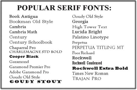 What Font Choices Are There For My Text Bulletin Bag Serif Fonts