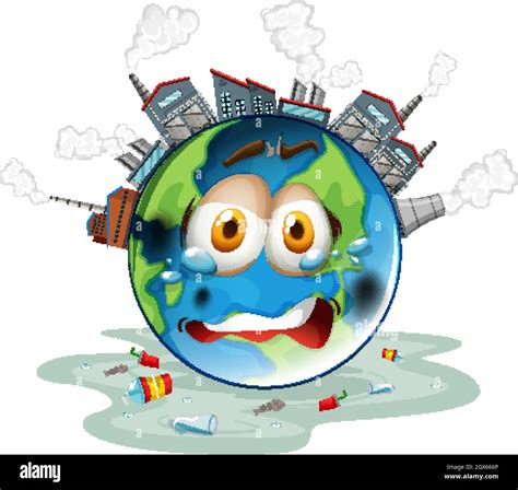 Cartel De Calentamiento Global Con F Brica En La Tierra Imagen Vector