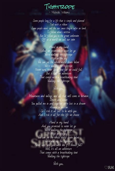 The Greatest Showman Lyrics Tightrope ~edits~ Rm Disney Song Lyrics