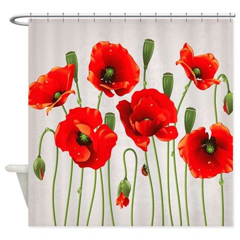 Red California Poppies Shower Curtain Cafepress Poppy Shower