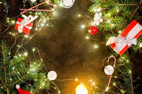 Christmas Background With Lights Of High Quality Holiday Stock Photos