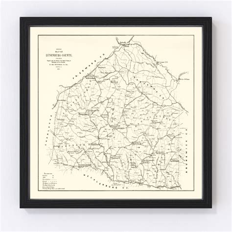 Vintage Map Of Lunenburg County Virginia 1871 By Teds Vintage Art