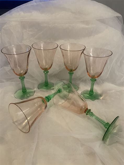SALE EVENT TIFFIN Franciscan Diamond Optic Pink Fine Etsy Vintage Wine Glasses Vintage