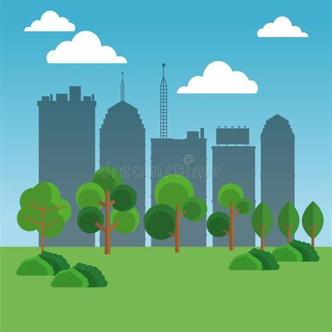 Park And Cityscape Cartoon Stock Vector Illustration Of Decoration