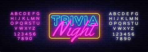 Trivia Night Neon Sign Vector Quiz Time Design Template Neon Sign Light