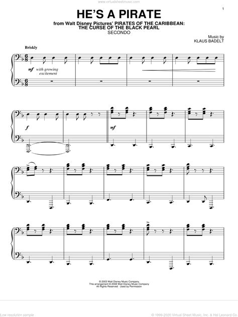 Pirates of the caribbean medley. Badelt - He's A Pirate sheet music for piano four hands PDF