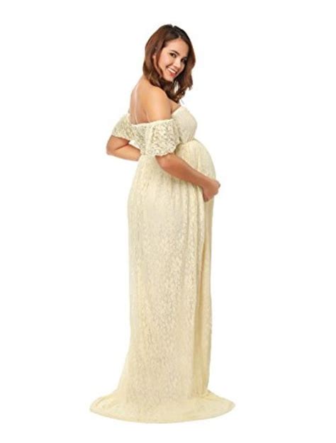 Buy JustVH Maternity Off Shoulder Ruffle Sleeve Lace Wedding Gown Maxi