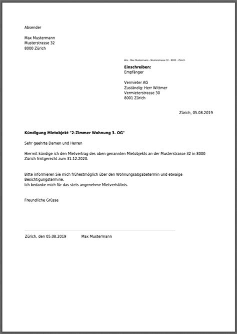 Kündige(n) ich/wir den mit ihnen geschlossenen mietvertrag unter einhaltung der vertraglichen kündigungsfrist von ____ monaten rechtzeitig zum: Wohnungskündigung Schweiz | Wohnungskündigung, Kündigung ...