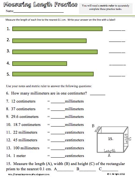 How to read a ruler worksheets. Kate's Science Classroom Cafe: Metric Ruler Freebie!