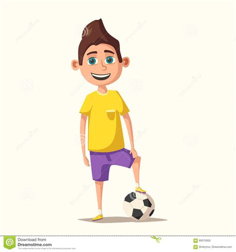 Little Football Player Cartoon Vector Illustration Stock Vector
